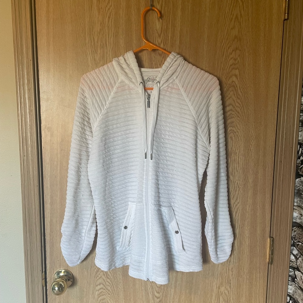 Style&Co white zip up hoodie/jacket. Size L